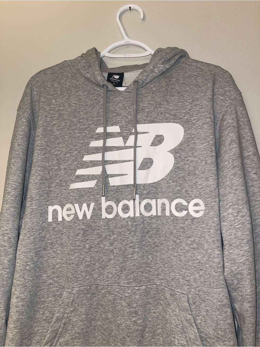 New Balance Gray Pullover Hoodie with White Logo